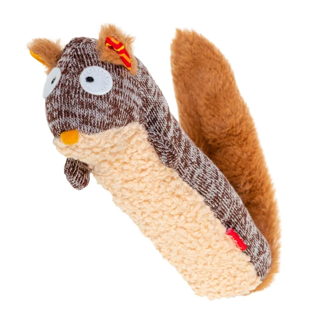 Іграшка GiGwi Plush Білка з пищалкою, для собак, текстиль, 29 см