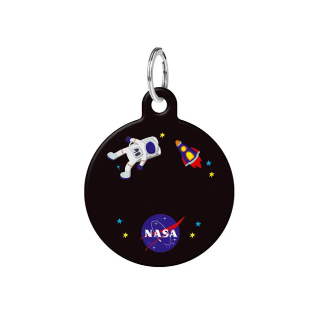 Адресник персонализированный Waudog Smart ID c QR для собак и котов, металл, рисунок "NASA", круг, M, 30 мм