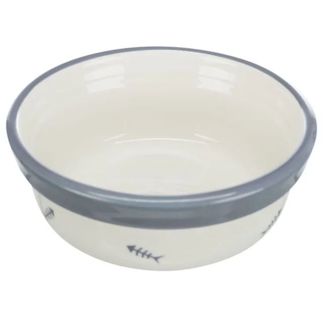 Миска Trixie Ceramic Bowl для котів, діаметр 12 см, 300 мл, біла/синьо-сіра
