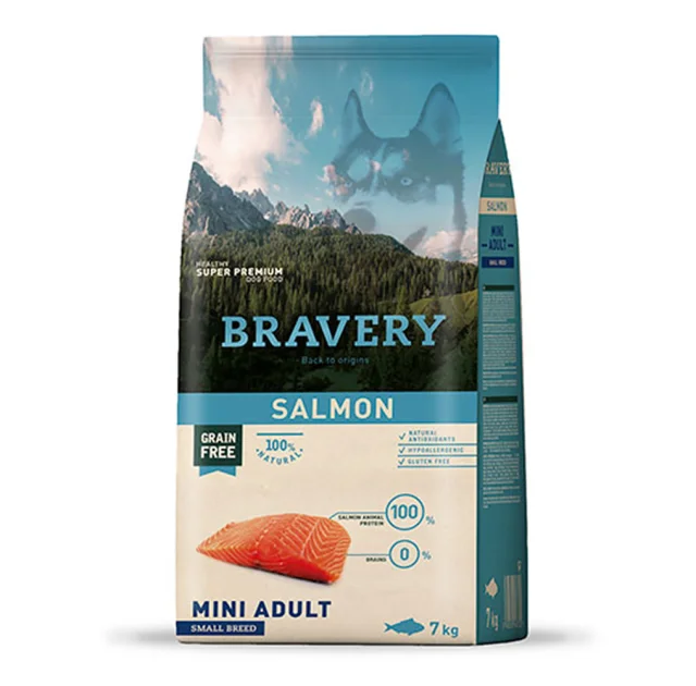 Сухий корм Bravery Salmon Mini Adult для дорослих собак дрібних порід, з лососем, 7 кг