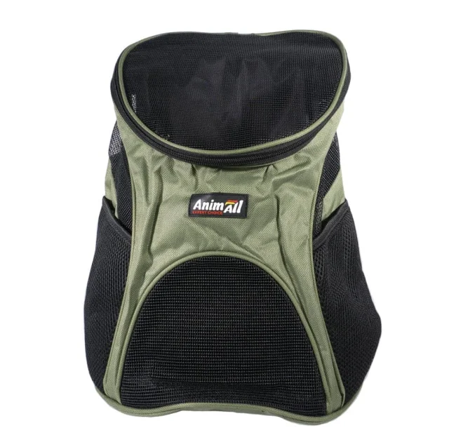 Рюкзак-переноска AnimAll для собак і котів, нейлон, хакі, 31×25×35 см