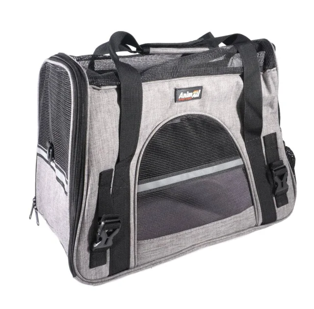 Сумка-переноска AnimAll мягкая для собак и кошек, нейлон, серый, 48×25×33 см