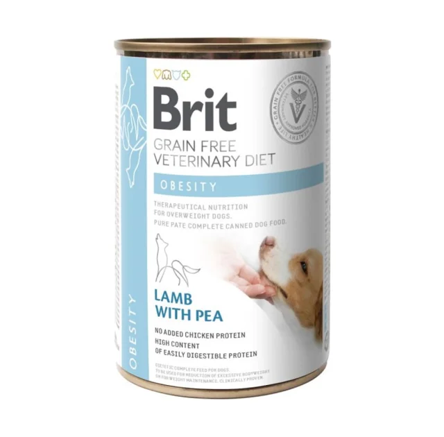Консервы Brit VetDiets Dog Obesty для собак с избыточным весом, с ягненком и горохом, 400 г