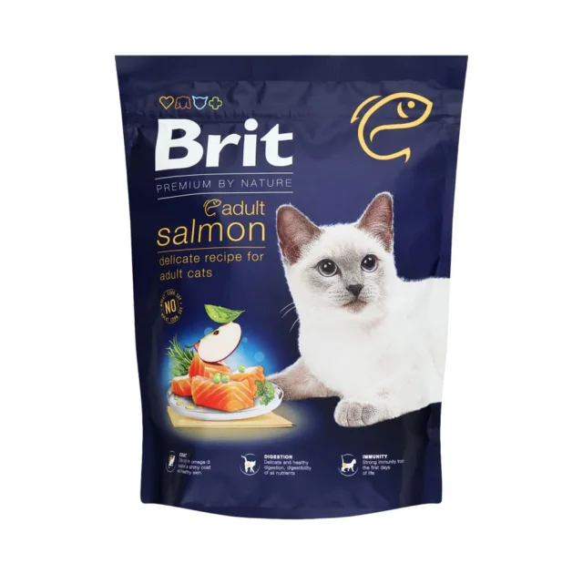 Сухой корм Brit Premium By Nature для взрослых кошек, с лососем, 300 г