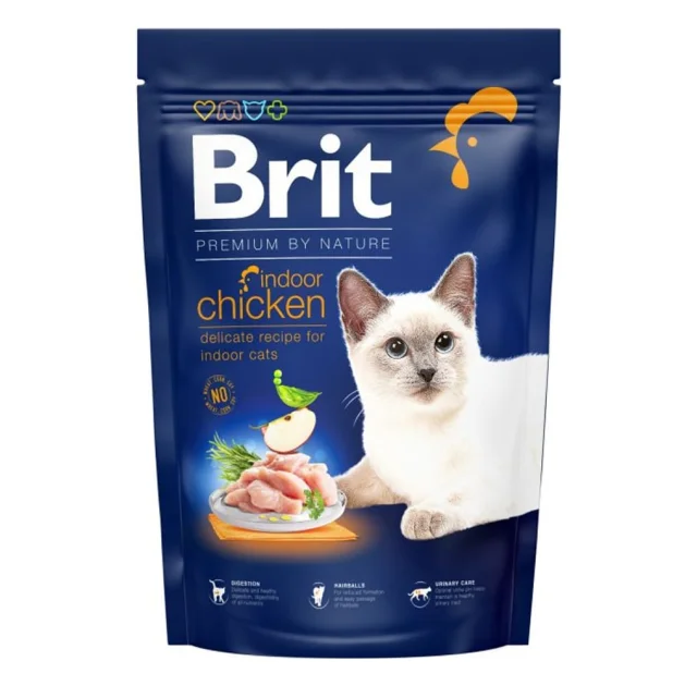 Сухой корм Brit Premium By Nature Cat Indoor для кошек, живущих в помещении, с курицей, 1.5 кг
