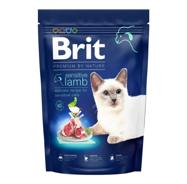 Сухой корм Brit Premium By Nature Cat Sensetive для кошек с чувствительным пищеварением, с ягненком, 1.5 кг