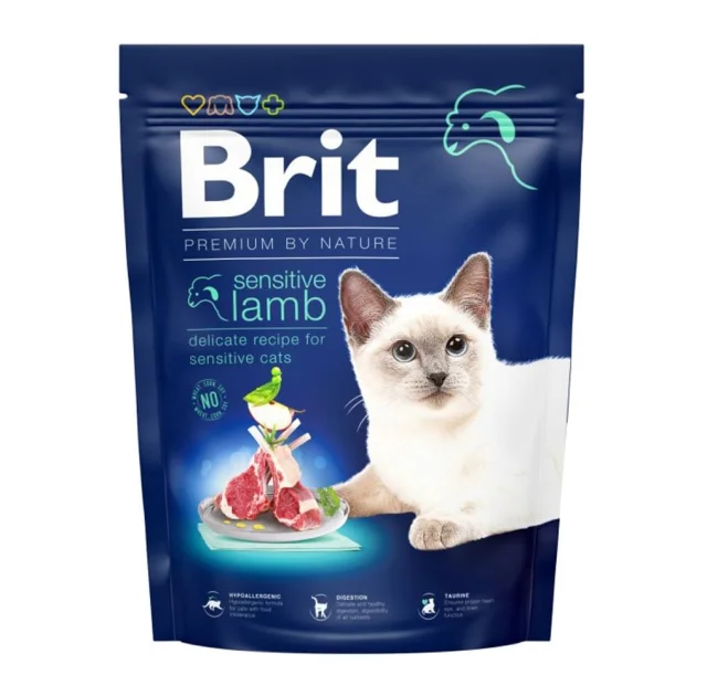 Сухой корм Brit Premium By Nature Cat Sensetive для кошек с чувствительным пищеварением, с ягненком, 300 г