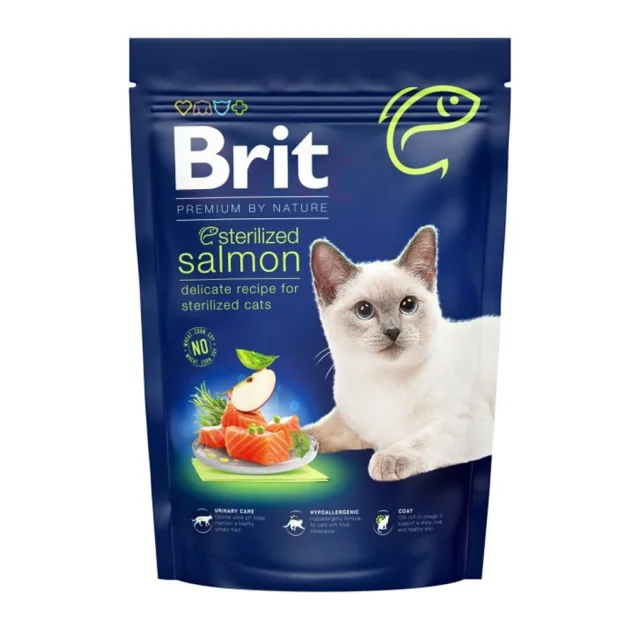 Сухой корм Brit Premium By Nature Sterilised для стерилизованных кошек, с лососем, 800 г