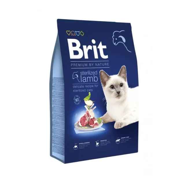 Сухой корм Brit Premium By Nature Sterilised для стерилизованных кошек, с ягненком, 1.5 кг