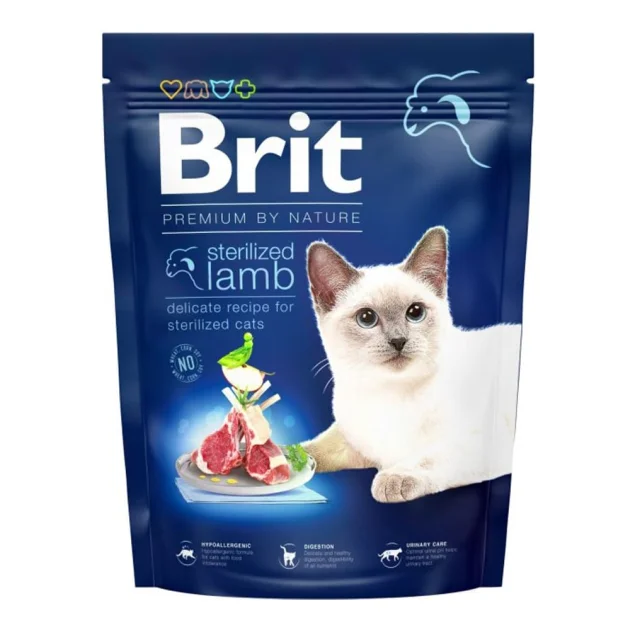 Сухой корм Brit Premium By Nature Sterilised для стерилизованных кошек, с ягненком, 300 г