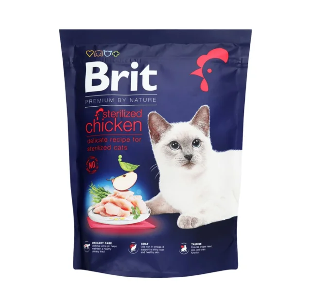 Сухой корм Brit Premium By Nature Sterelised для стерилизованных кошек, с курицей, 300 г