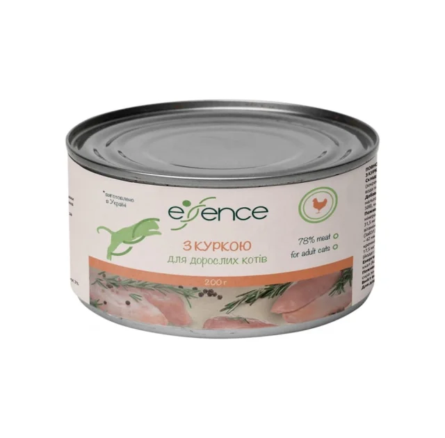 Вологий корм Essence  для дорослих котів, з куркою, 200 г