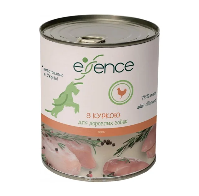 Вологий корм Essence для дорослих собак, з куркою, 800 г