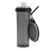 Пляшка Dexas Snack DuO для води і корму зі складною мискою для собак і котів, сіра, 720 мл