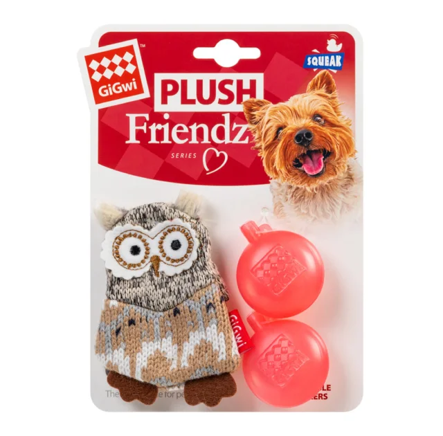 Іграшка GiGwi Plush Сова з пищалкою, для собак, текстиль, 10 см