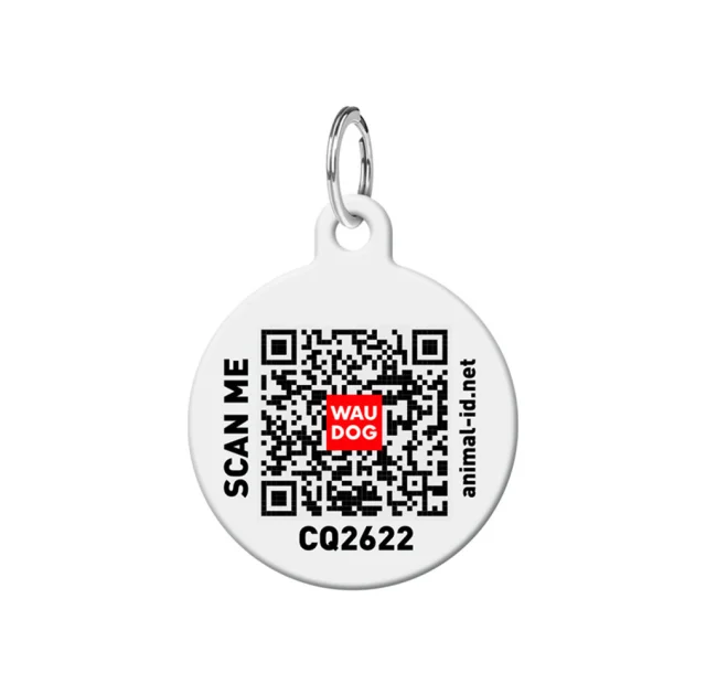 Адресник персонализированный Waudog Smart ID c QR для собак и котов, металл, рисунок "NASA", круг, M, 30 мм