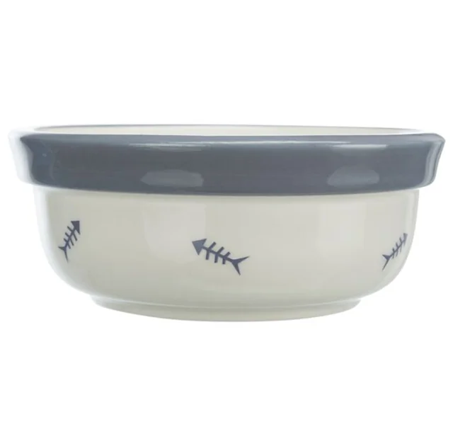 Миска Trixie Ceramic Bowl для котів, діаметр 12 см, 300 мл, біла/синьо-сіра