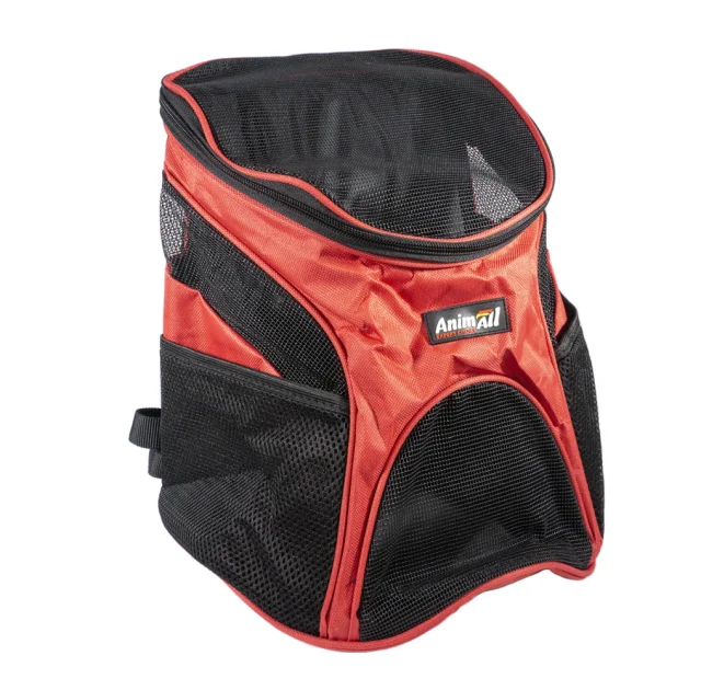 Рюкзак-переноска AnimAll для собак и кошек, нейлон, красный, 31×25×35 см