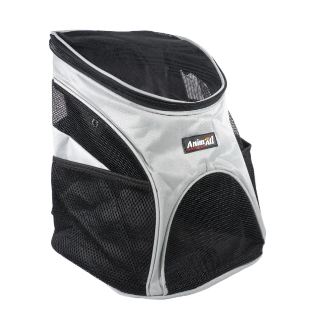 Рюкзак-переноска AnimAll для собак і котів, нейлон, сірий, 31×25×35 см