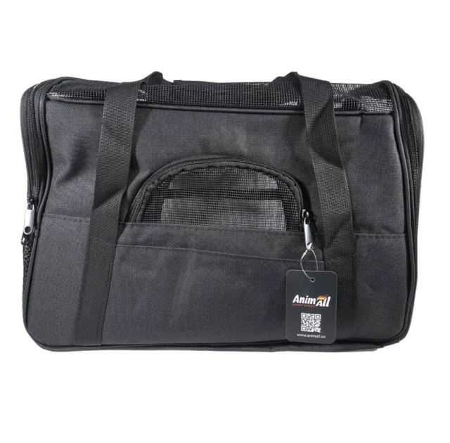 Сумка-переноска AnimAll мягкая для собак и кошек, нейлон, чёрная, 48×25×33 см