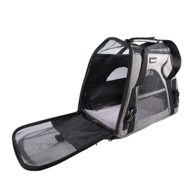 Сумка-переноска AnimAll мягкая для собак и кошек, нейлон, серый, 48×25×33 см