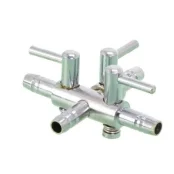 Кран на три выхода (металл) для шланга 4_6мм SHEGO