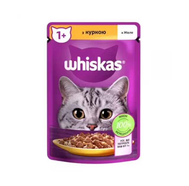 Влажный корм Whiskas для котов, с курицей в желе, 85 г