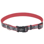 Cветоотражающий ошейник Coastal Lazer для собак, красный с косточками, 1.6×30-45 см