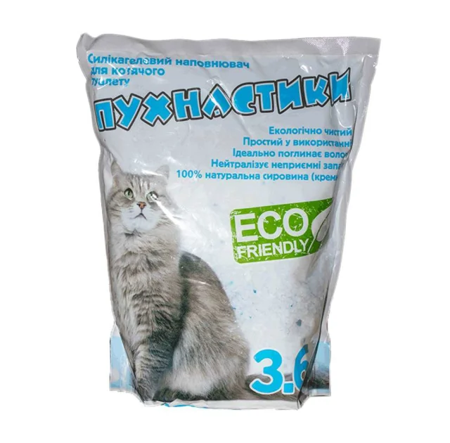 Силікагелевий наповнювач Пухнастики для котячого туалету, 3.6 л