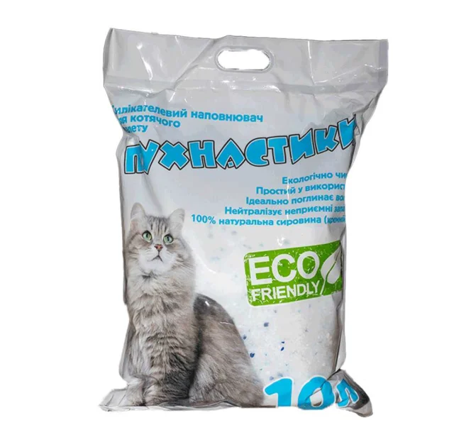 Силикагелевый наполнитель Пушистики для кошачьего туалета, 10 л
