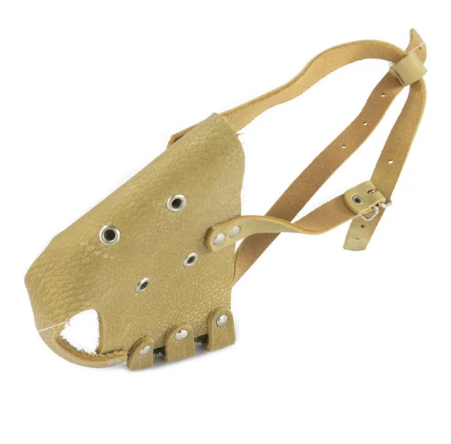 Намордник Cristel для собак, шкіряний, "Доберман, Вівчарка", бежевий