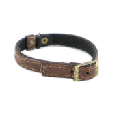 Нашийник Cristel для собак тришаровий, з золотою фурнітурою, замша, принт кайман, 12 мм / 30 см, коричневий