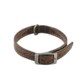 Нашийник Cristel для собак тришаровий, з нікелевої фурнітурою, шкіра, принт кайман, 12 мм / 30 см, коричневий