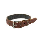 Ошейник Cristel для собак, кожа зенит, лакированный, с украшением "ромб", 35 мм / 65 см, коньяк
