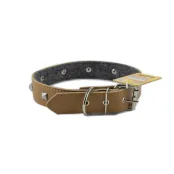 Ошейник Cristel для собак, кожа зенит, лакированный, с украшением "ромб", 35 мм / 65 см, рыжий