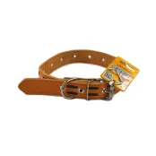 Ошейник Cristel для собак, кожаный, с проплетением "пунктир", 30 мм / 65 см, рыжий