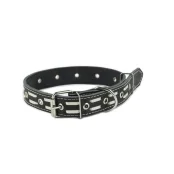 Ошейник Cristel для собак, кожаный, с проплетением "пунктир", 30 мм / 65 см, чёрный