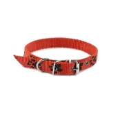 Нашийник Cristel для собак, нейлон, візерунок "чорний слід", 15 мм / 40 см, червоний