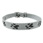 Нашийник Cristel для собак, нейлон, візерунок "чорний слід", 15 мм / 40 см, сірий