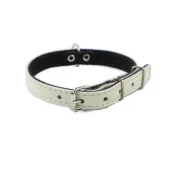 Нашийник Cristel для собак, тришаровий, з фурнітурою і заклепками, шкіра, 15мм / 40см, білий