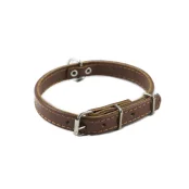 Нашийник Cristel для собак, тришаровий, з фурнітурою і заклепками, шкіра, 15мм / 40см, коричневий