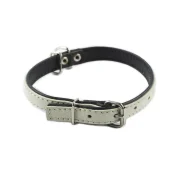 Нашийник Cristel для собак, чотиришаровий, з фурнітурою і заклепками, шкіра, 15мм / 40см, біло-чорний
