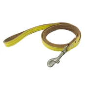 Поводок Cristel для собак, кожа зенит перламутровая, лакированный, прошитый, 14 мм / 140 см, жёлтый