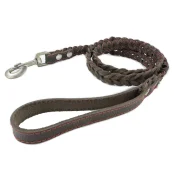 Поводок Cristel для собак, кожа зенит, лакированный, прошитый, "колосок крупный", 20 мм / 130 см, коричневый
