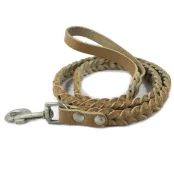 Поводок Cristel для собак, кожа зенит, лакированный, прошитый, "колосок крупный", 20 мм / 130 см, рыжий