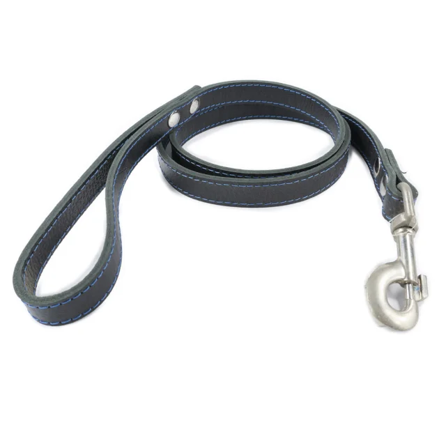 Повідець Cristel для собак, шкіра зеніт, лакований, прошитий, двухліцевой, 20 мм / 130 см, чорний