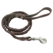 Поводок Cristel для собак, кожа зенит, прошитый, "колосок крупный", 20 мм / 130 см, коричневый