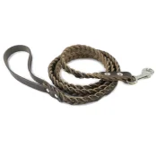 Поводок Cristel для собак, кожаный, "колосок средний", 18 мм / 130 см, коричневый