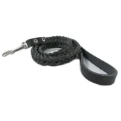 Поводок Cristel для собак, кожаный, "колосок средний", 18 мм / 130 см, чёрный