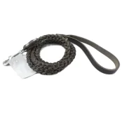 Поводок Cristel для собак, кожаный, "колосок-квадрат малый", 12 мм / 125 см, коричневый